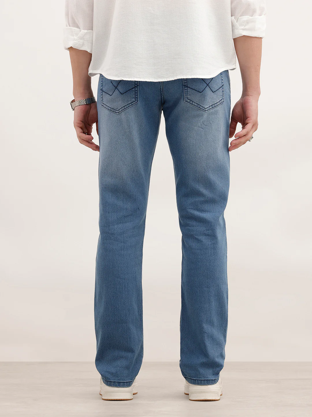 Classic Slim Fit Faded Denim Jeans | Light Blue - Image 3