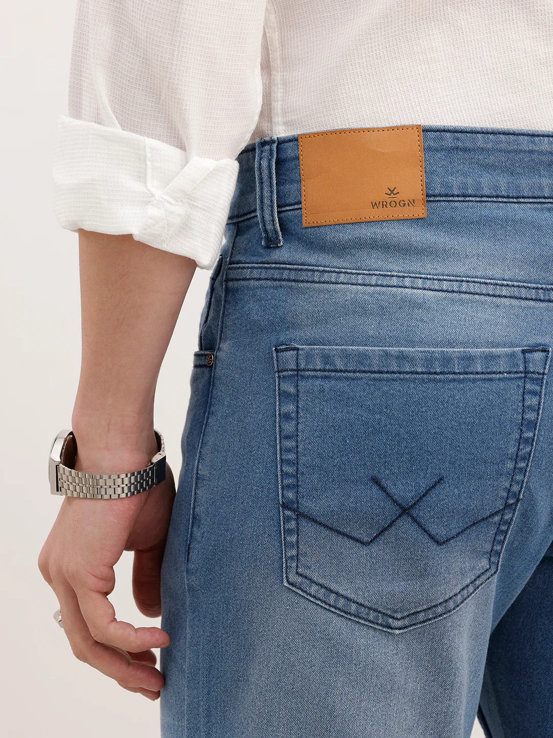 Classic Slim Fit Faded Denim Jeans | Light Blue - Image 6