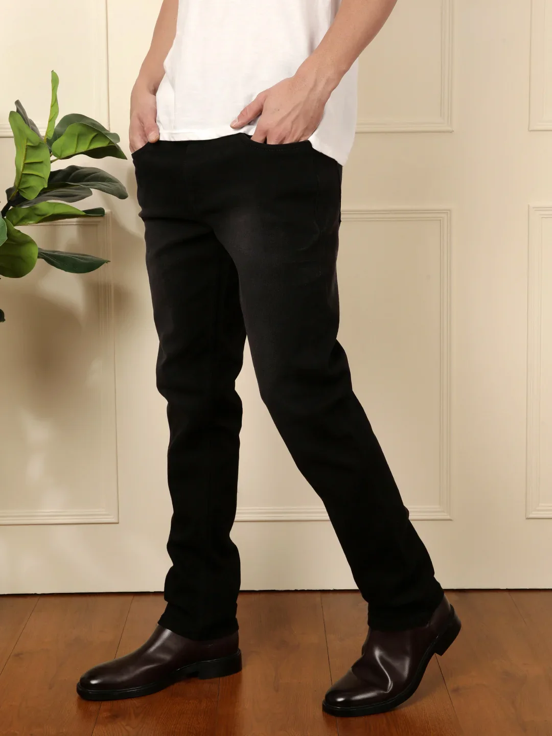 Classic Slim Fit Jeans In Black - Image 4