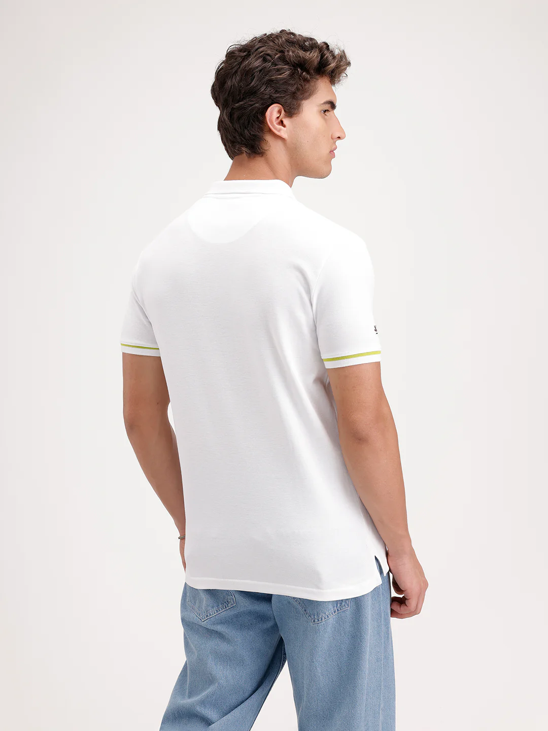 Classic Slim Fit Placement Printed Polo T-Shirt  | White - Image 3