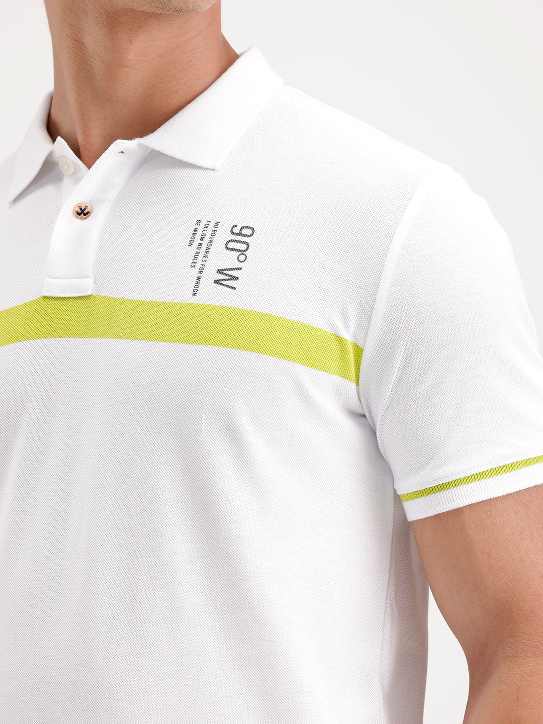 Classic Slim Fit Placement Printed Polo T-Shirt  | White - Image 4
