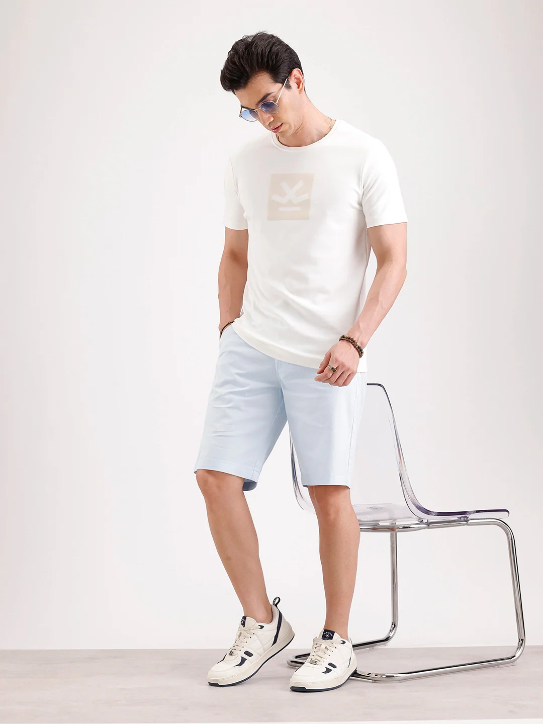 Classic Slim Fit Shorts   |  Light Blue - Image 2
