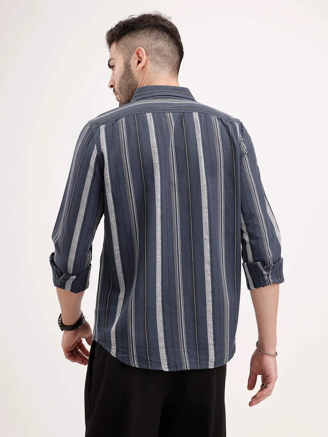 Classic Slim Fit Striped Shirt | Blue - Image 3