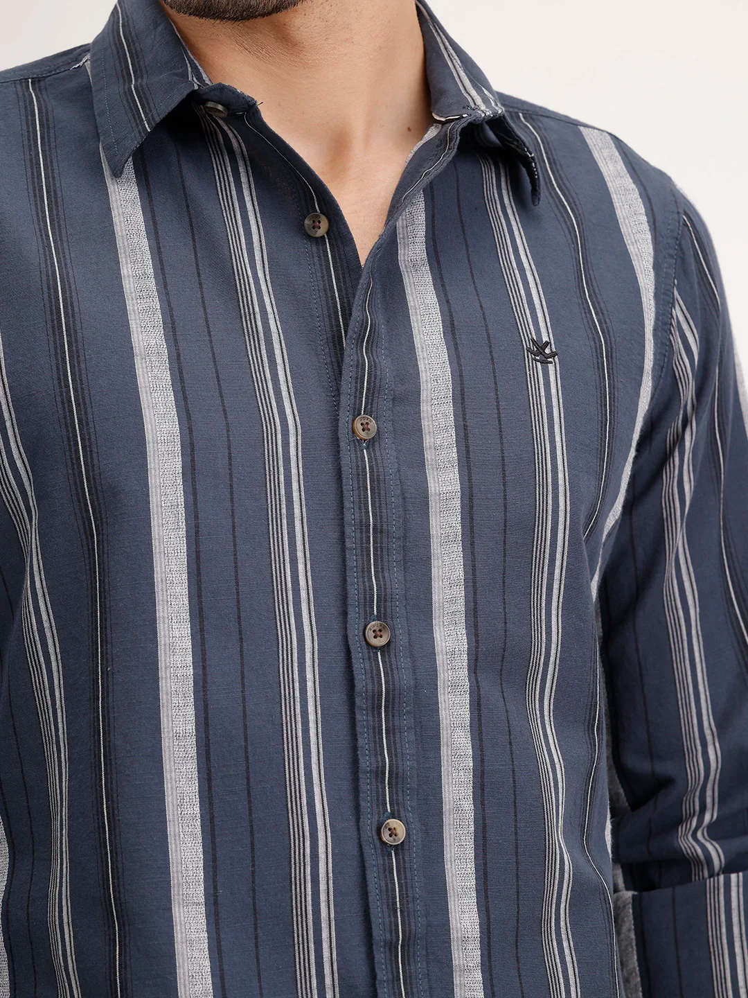 Classic Slim Fit Striped Shirt | Blue - Image 5