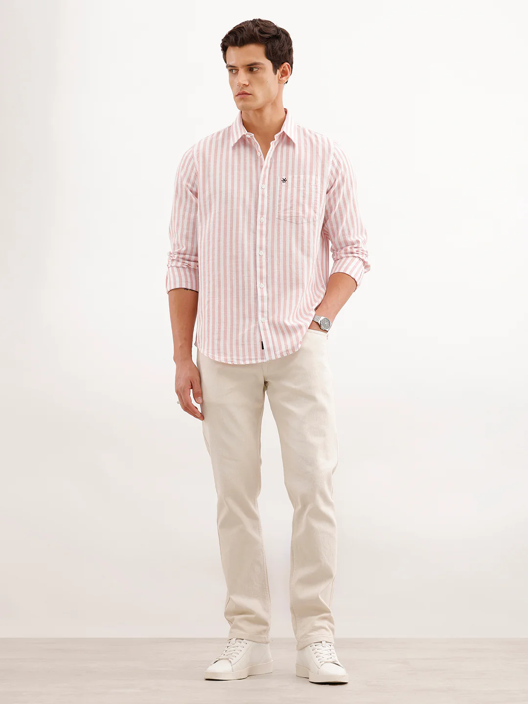 Classic Slim Fit Striped Shirt  | Pink - Image 2