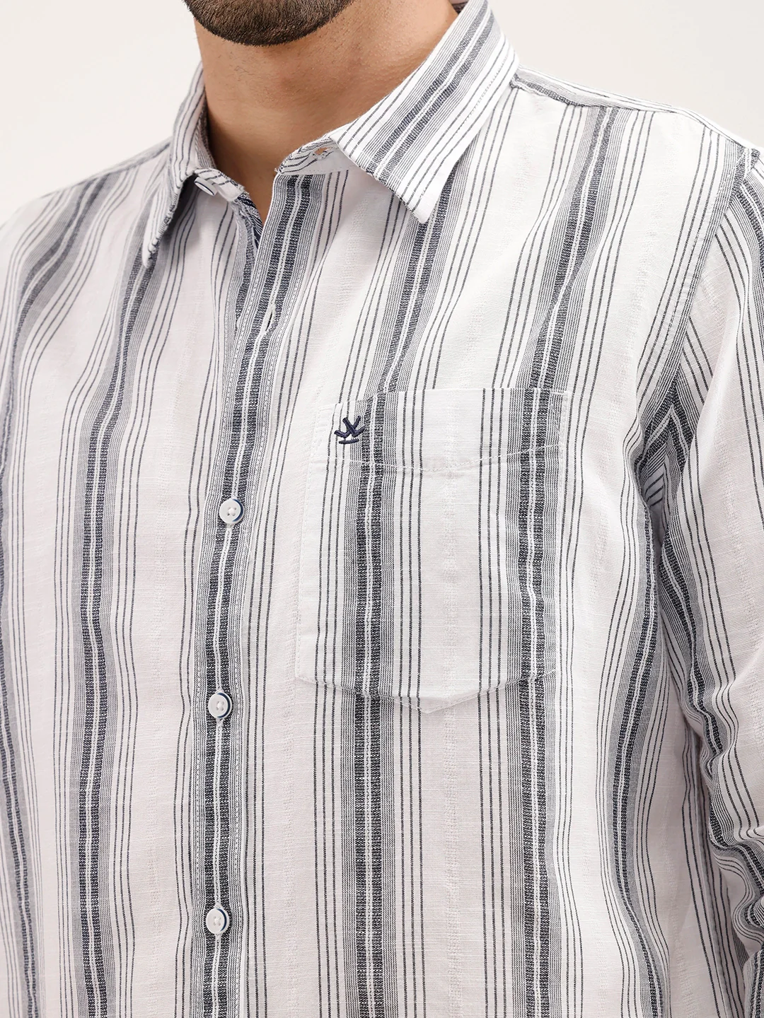 Classic Slim Fit Striped Shirt | White - Image 5