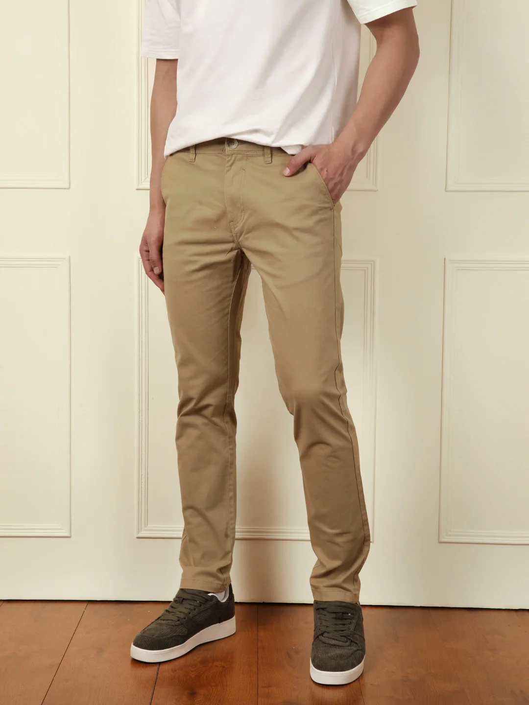 Soft Cotton Blend Chino Trouser | Khaki - Image 4