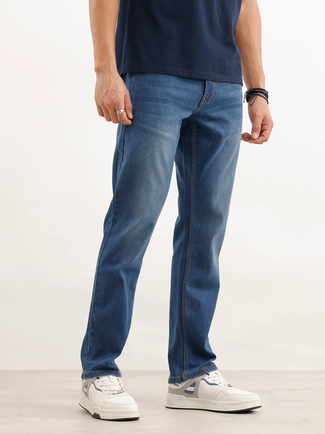 Classic Straight Fit Denim Jeans  | Light Blue - Image 4