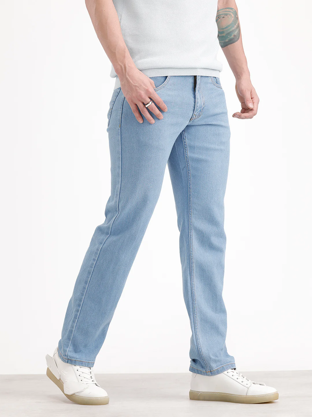 Classic Straight Fit Denim Jeans | Light Blue - Image 4