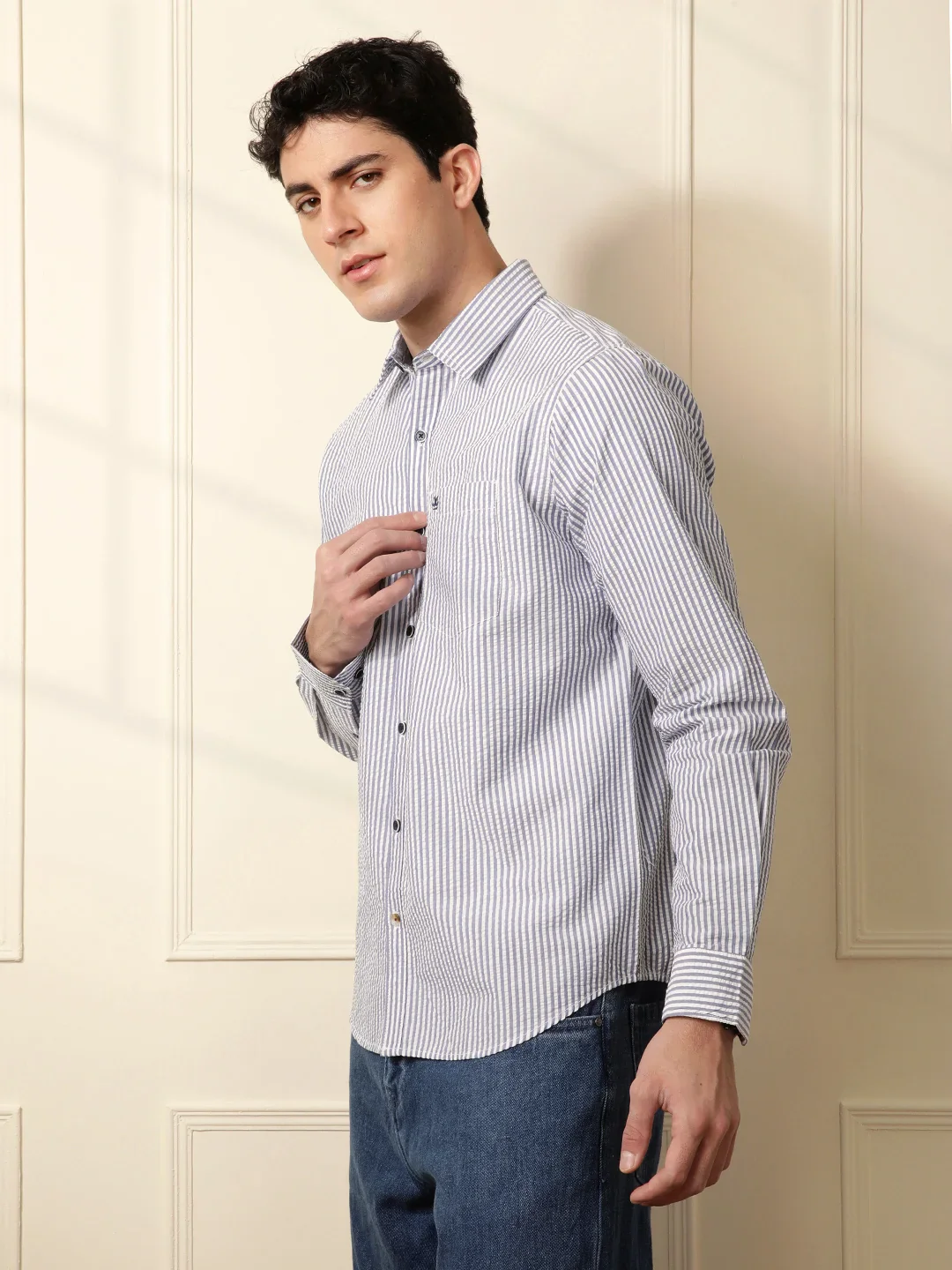Classic Striped Shirt in Blue - Image 4