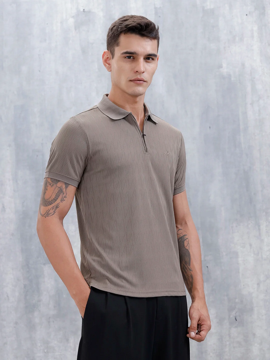Classic Textured Men's Polo Tshirt | Grey - Image 4