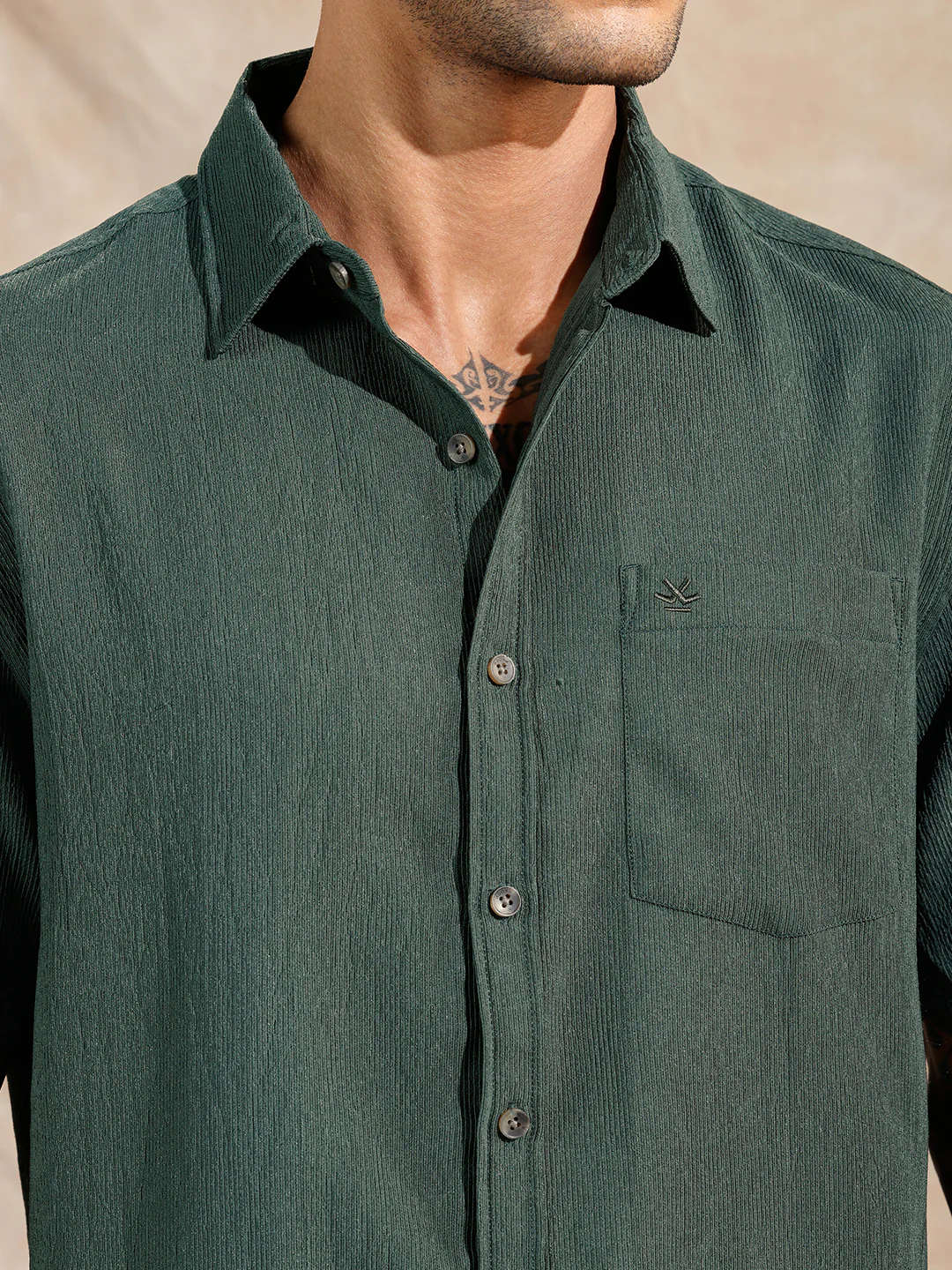 Classic Textured Short Sleeve Shirt | Dark Green - Image 5
