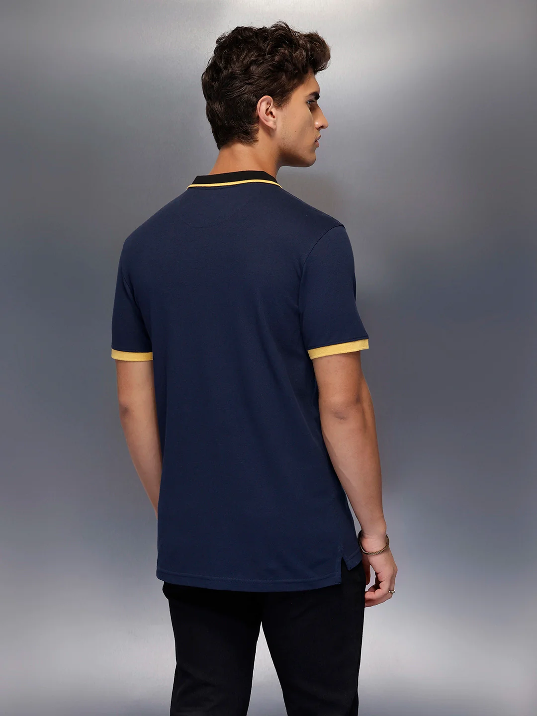 Classic Tipping Collar Polo T-Shirt   |  Navy Blue - Image 3