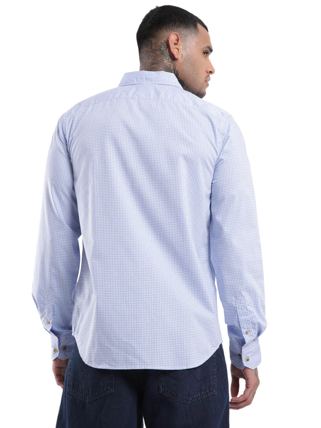 Classic White & Blue Checkered Shirt - Image 3