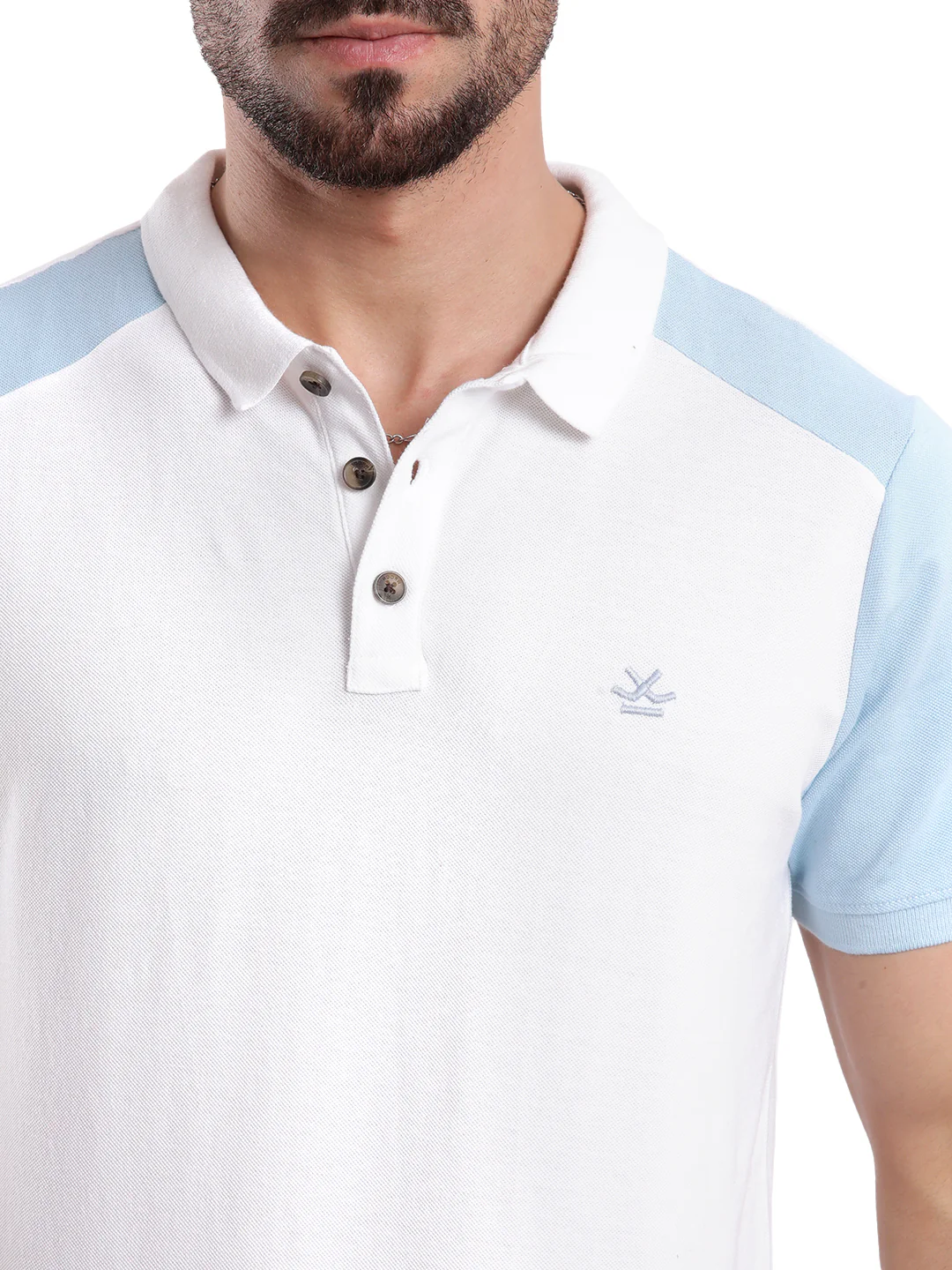 Classic White Colour Block Polo T-Shirt - Image 5