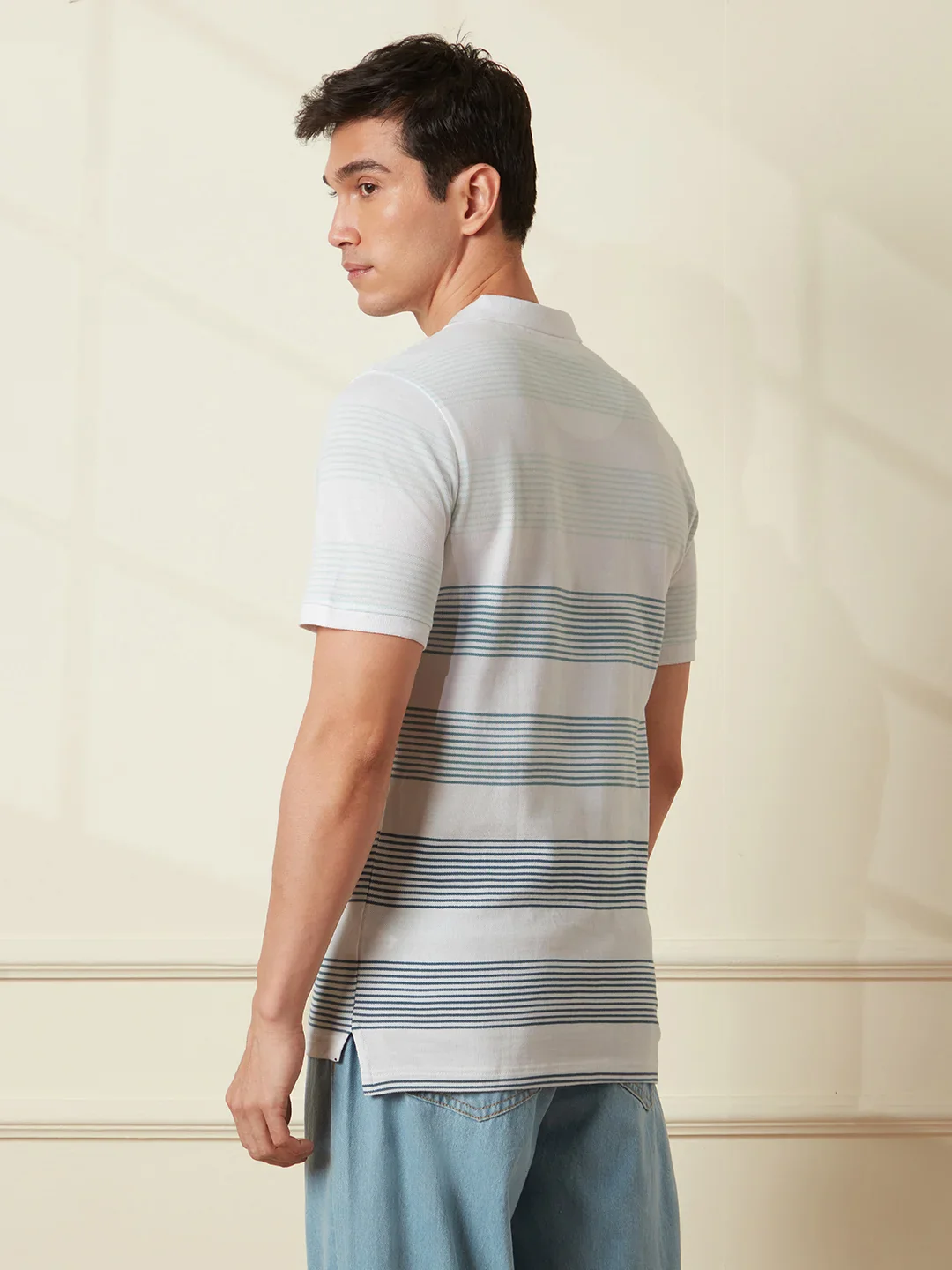 Yarn Dyed Ombre Polo T-Shirt | Navy Blue - Image 3