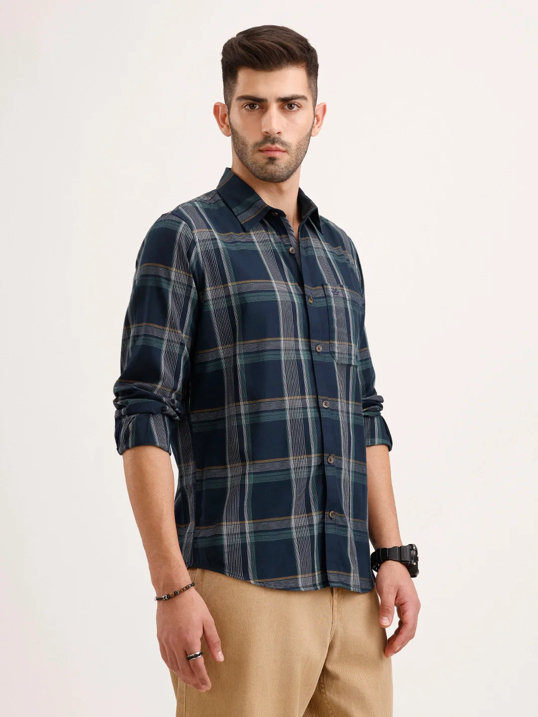 Clssic Slim Fit Checkered Shirt | Blue - Image 4