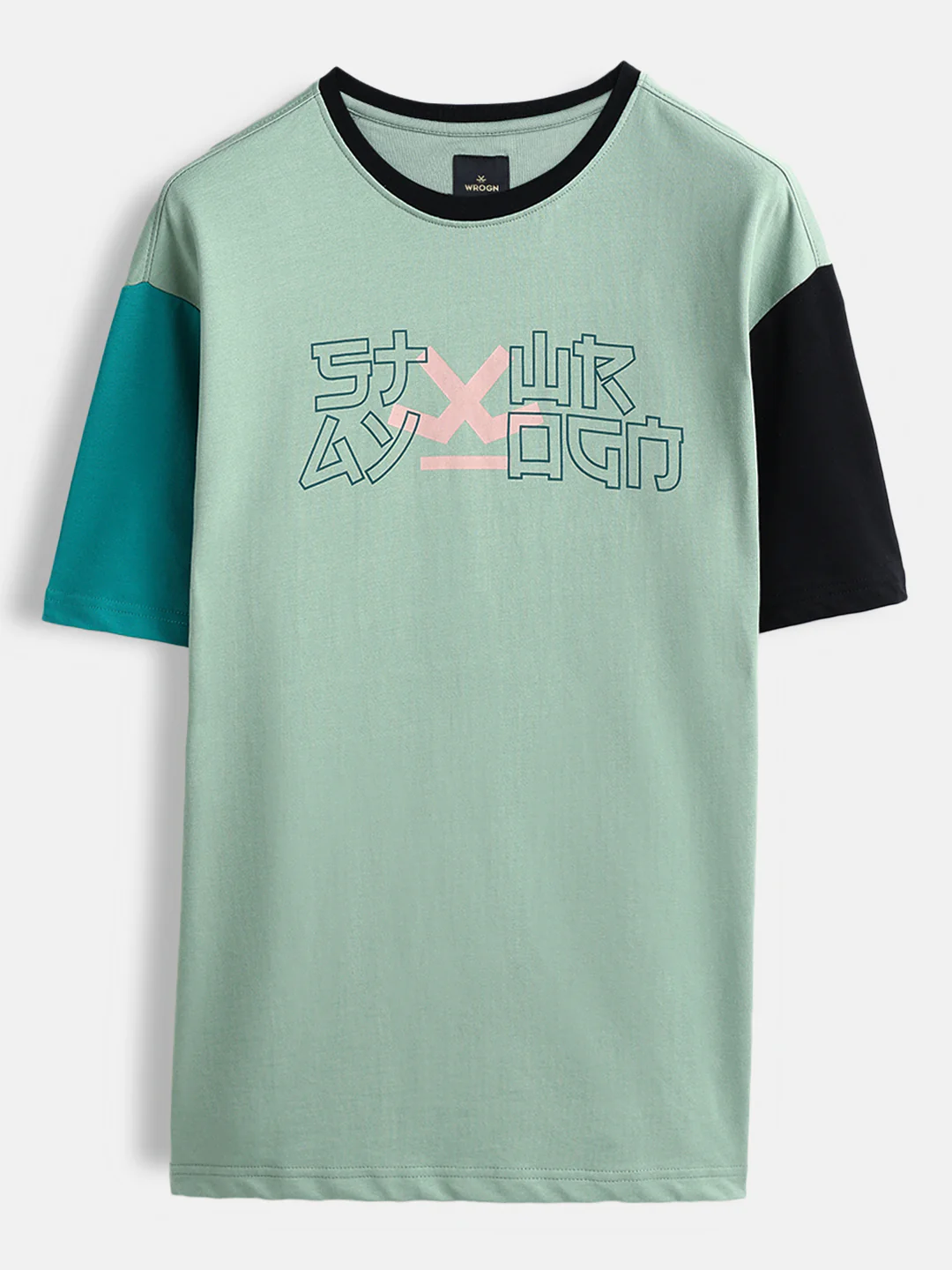 Color-block graphic oversized T-shirt | Green - Image 6
