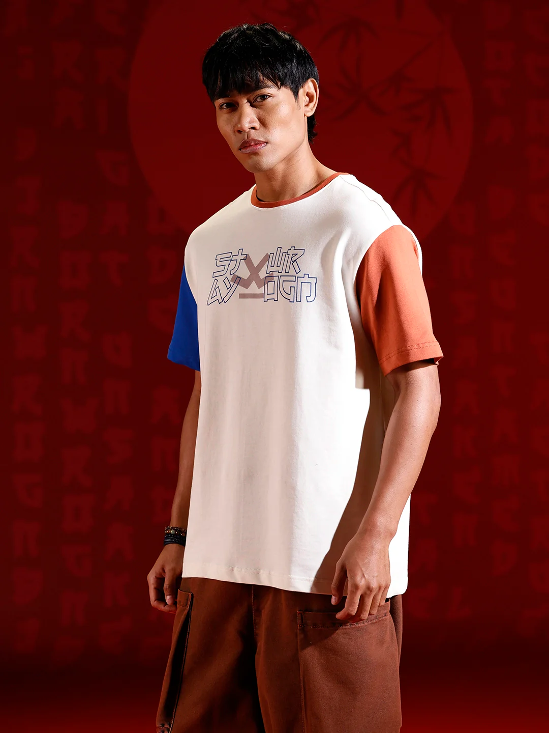 Color-block graphic oversized T-shirt | off-white - Image 4