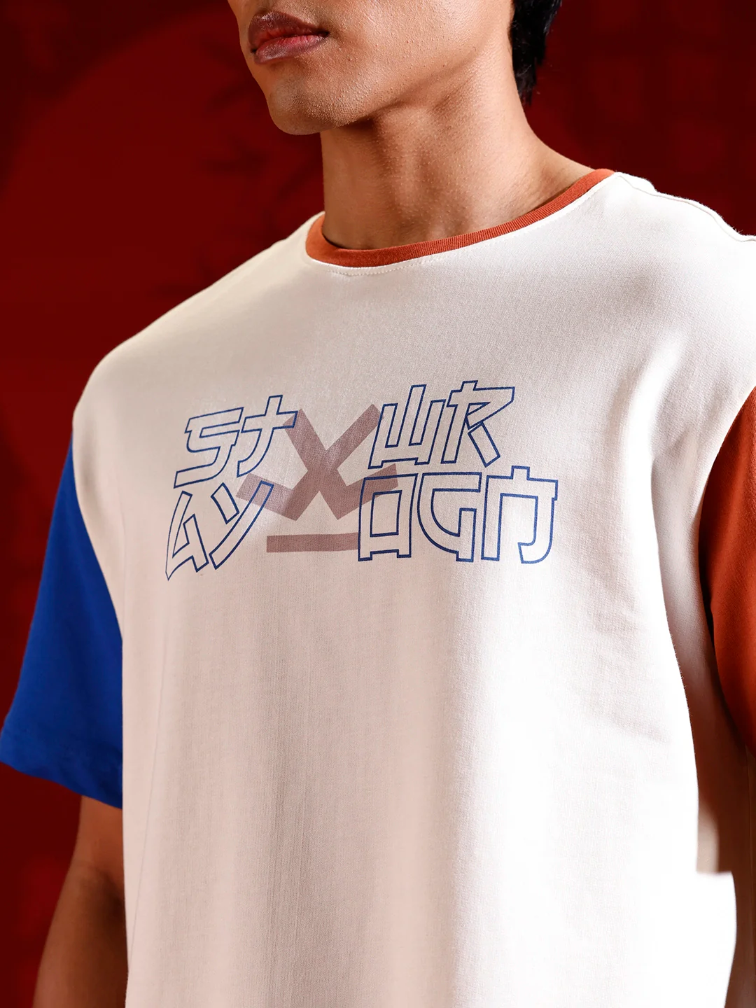 Color-block graphic oversized T-shirt | off-white - Image 5