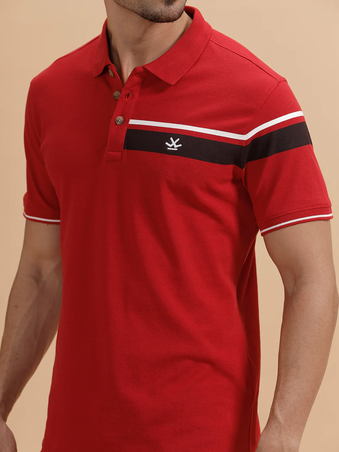 Color Blocked Slim Fit Polo T-Shirt | Red - Image 5