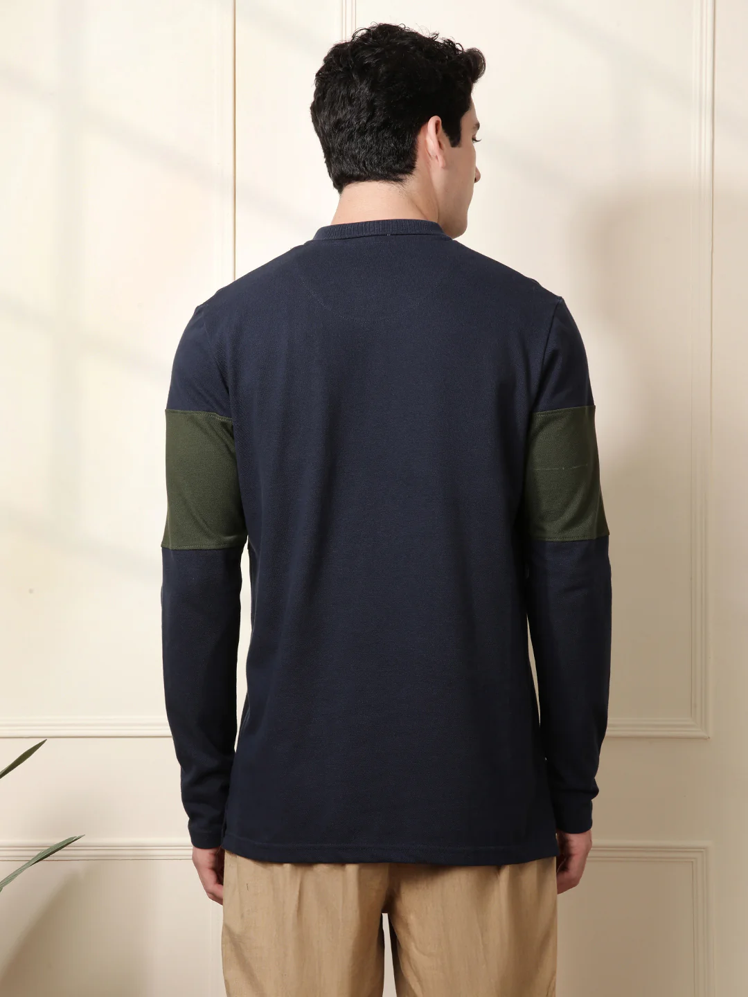 Colour Blocked Navy Blue Polo T-Shirt - Image 3