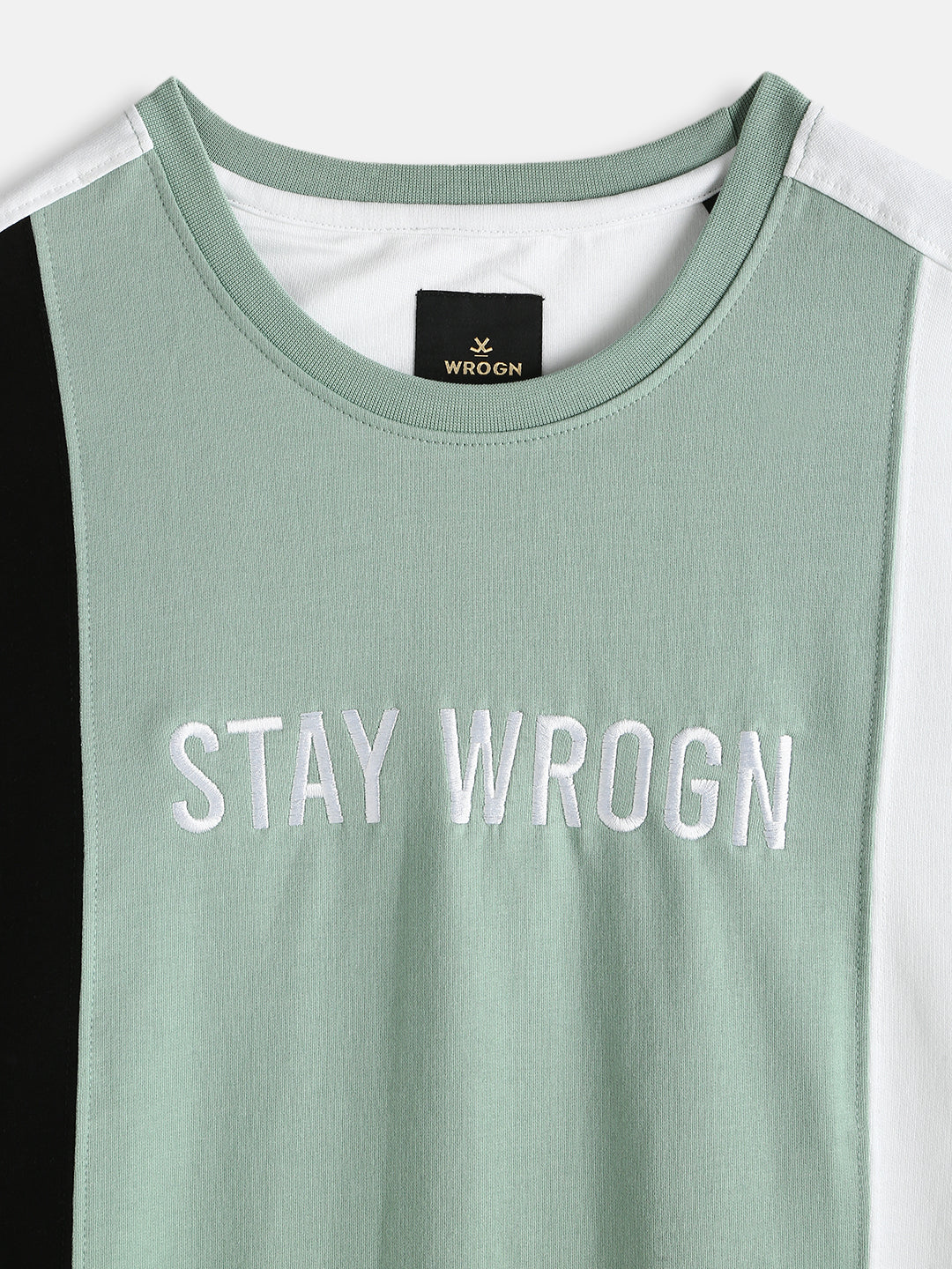 Colour Blocked Oversized Fit T-Shirt | Green - Image 3
