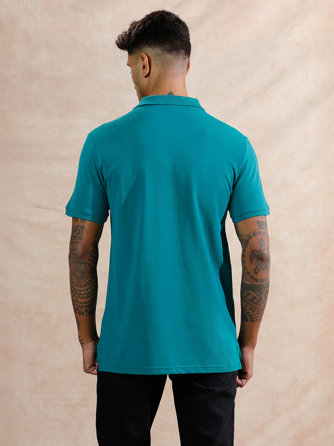 Colour Blocked Polo T-Shirt | Teal - Image 3
