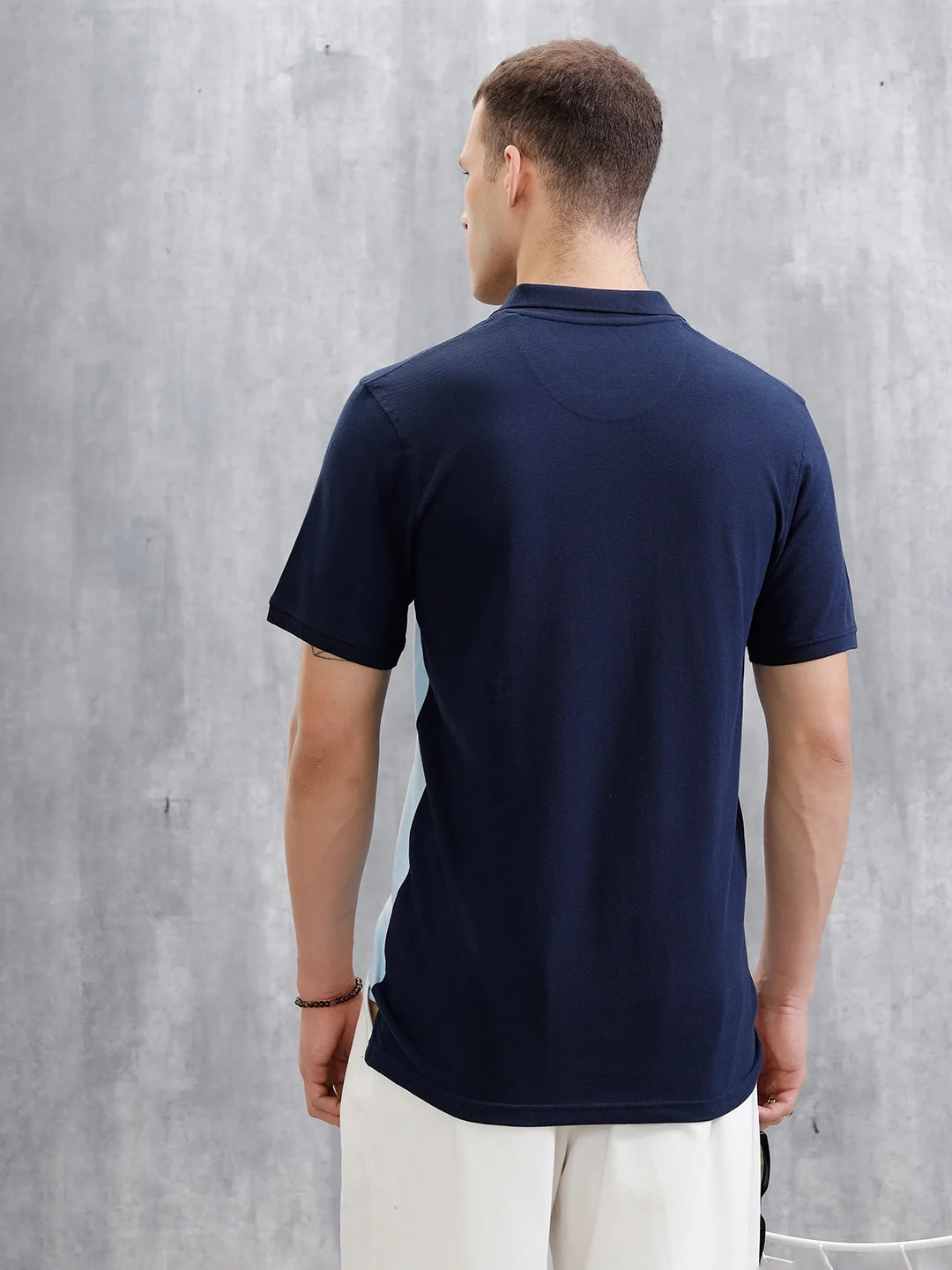 Colour Blocked Slim Fit Polo T-Shirt | Blue - Image 3