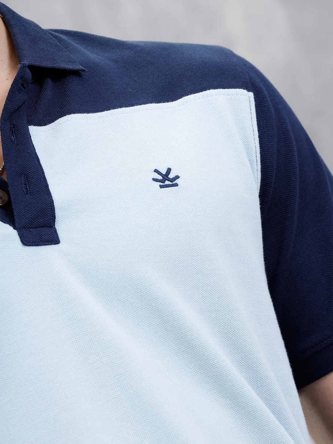 Colour Blocked Slim Fit Polo T-Shirt | Blue - Image 5