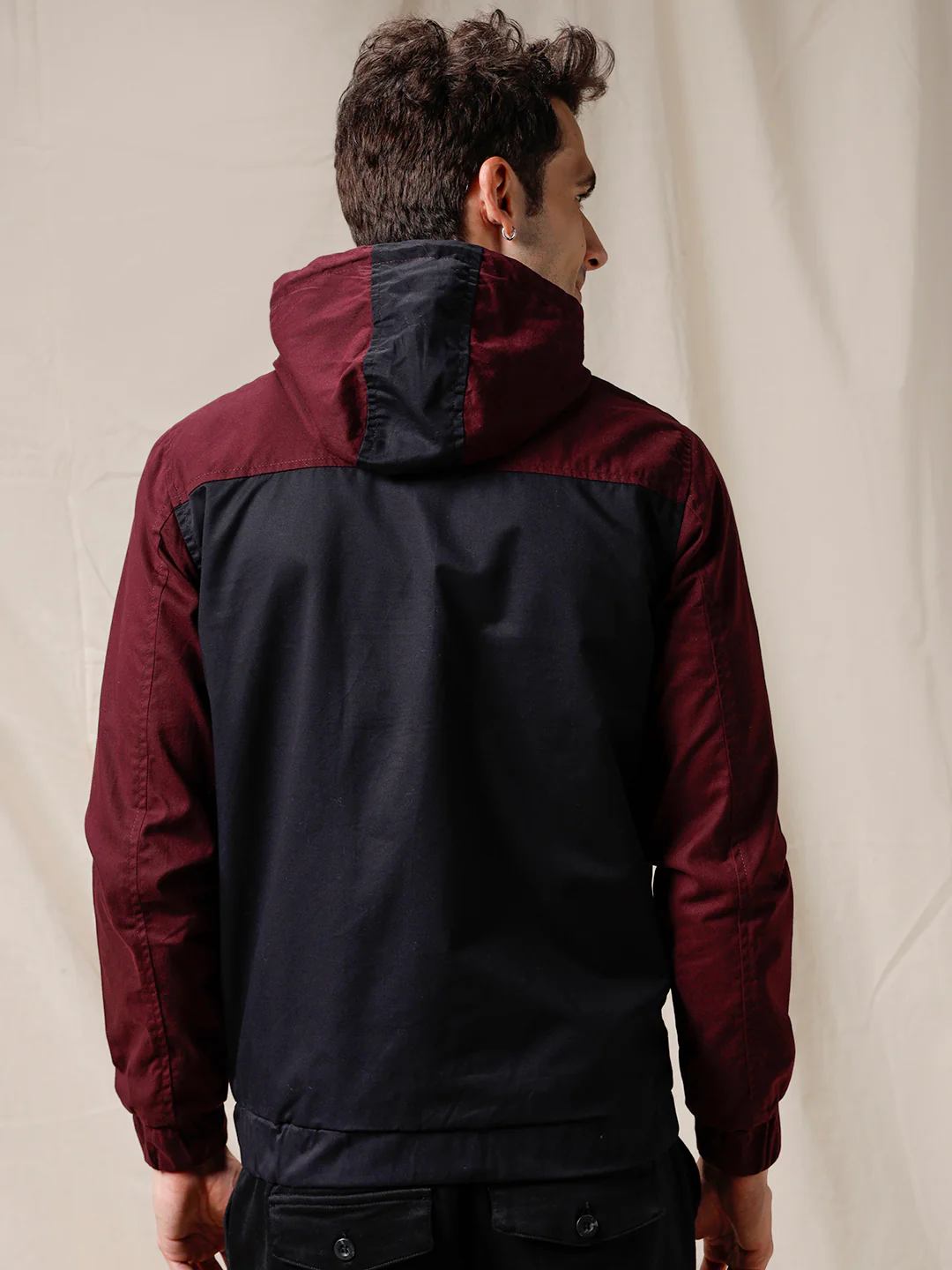 Color Blocked Unique Wine Jacket - Image 3
