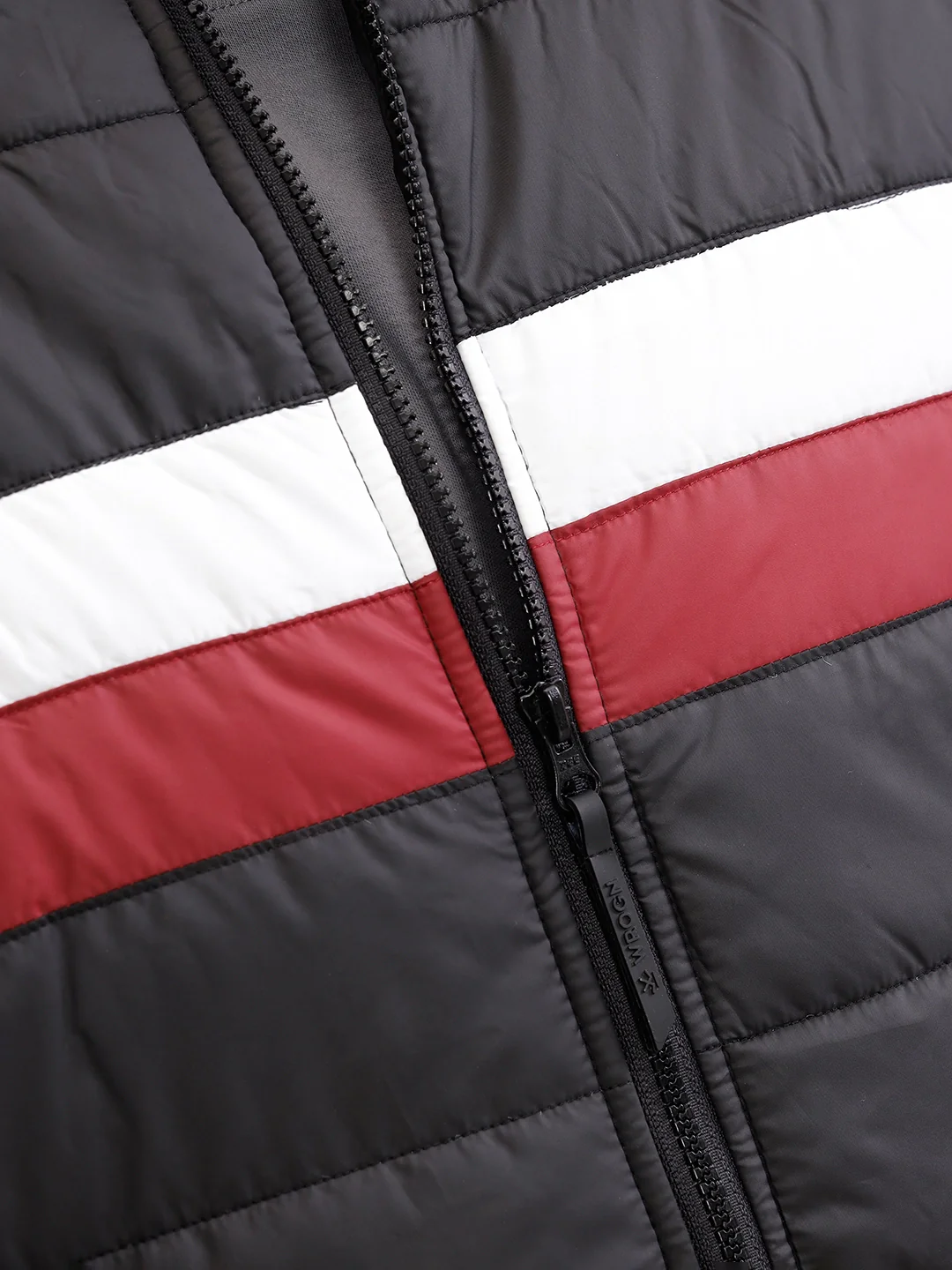 Colourblock Regular Fit Puffered Bomber Jacket  |  Black - Image 4