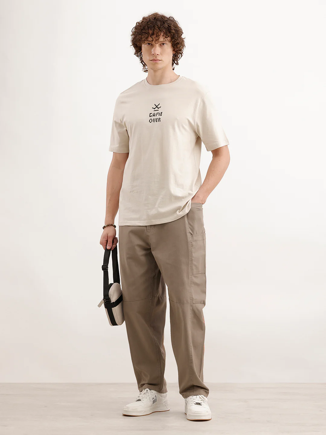 Comfort Fit Backprinted T- Shirt  | Beige - Image 2