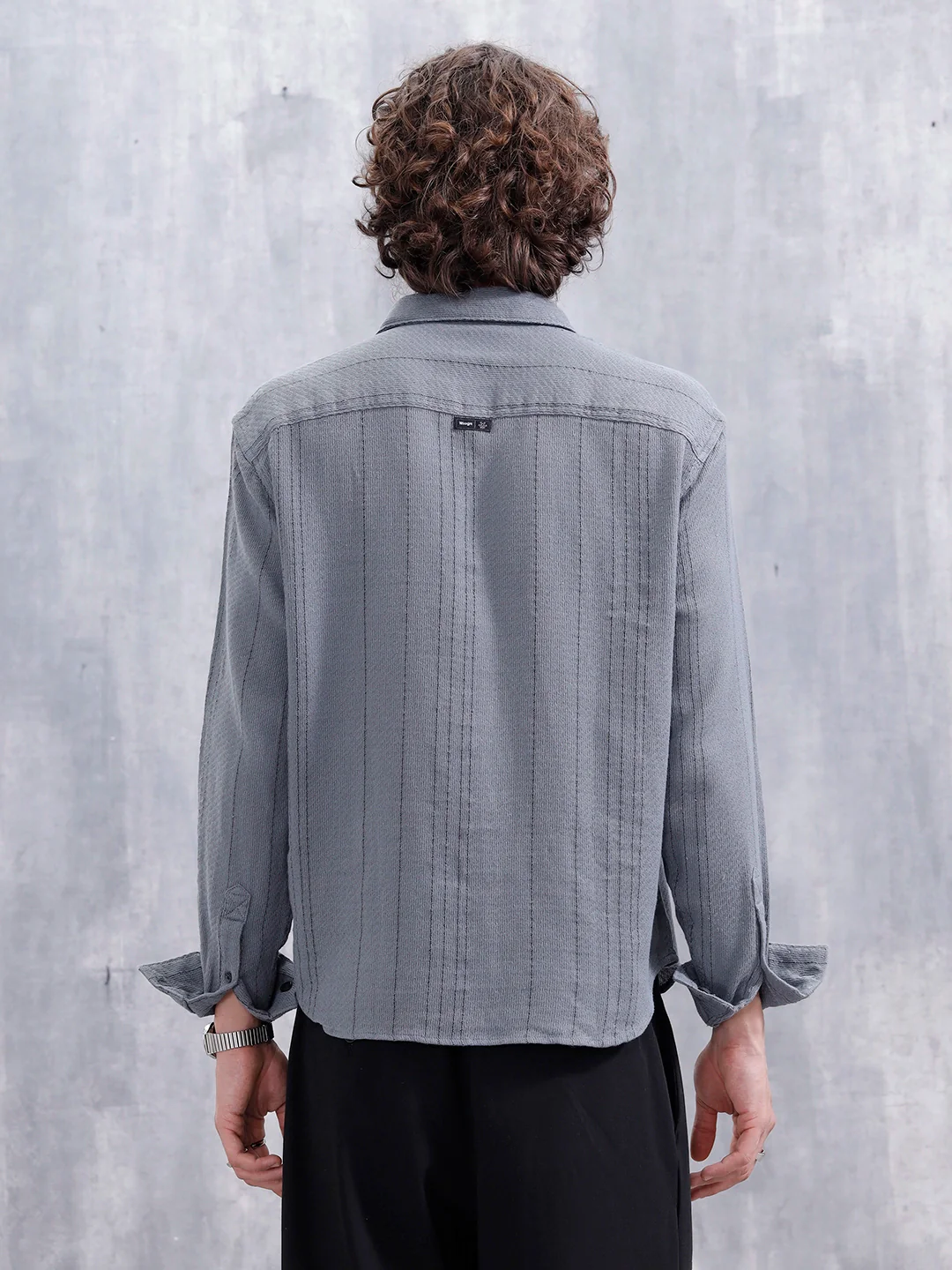 Comfort Fit Casual Shirt Featuring Striped Thread Detail | Blue - Image 3