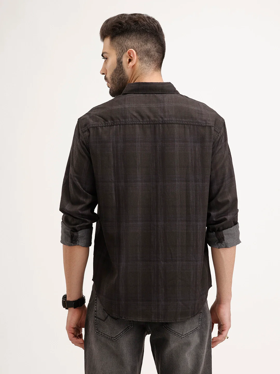 Comfort Fit Checekred Shirt | Black - Image 3