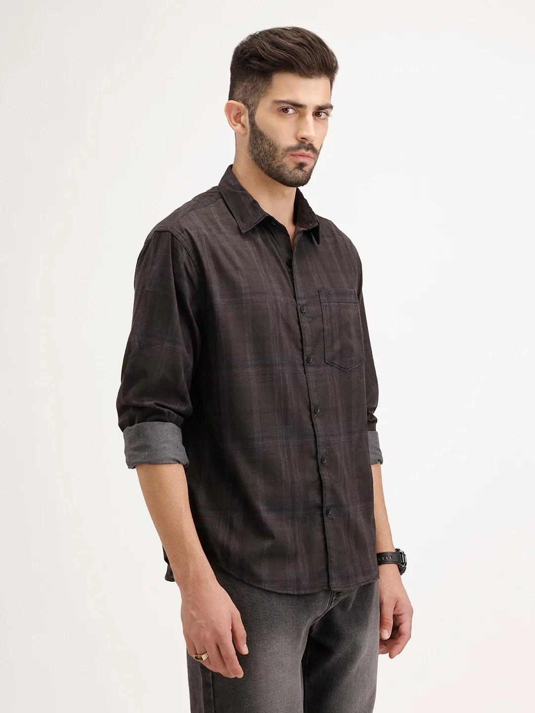 Comfort Fit Checekred Shirt | Black - Image 4