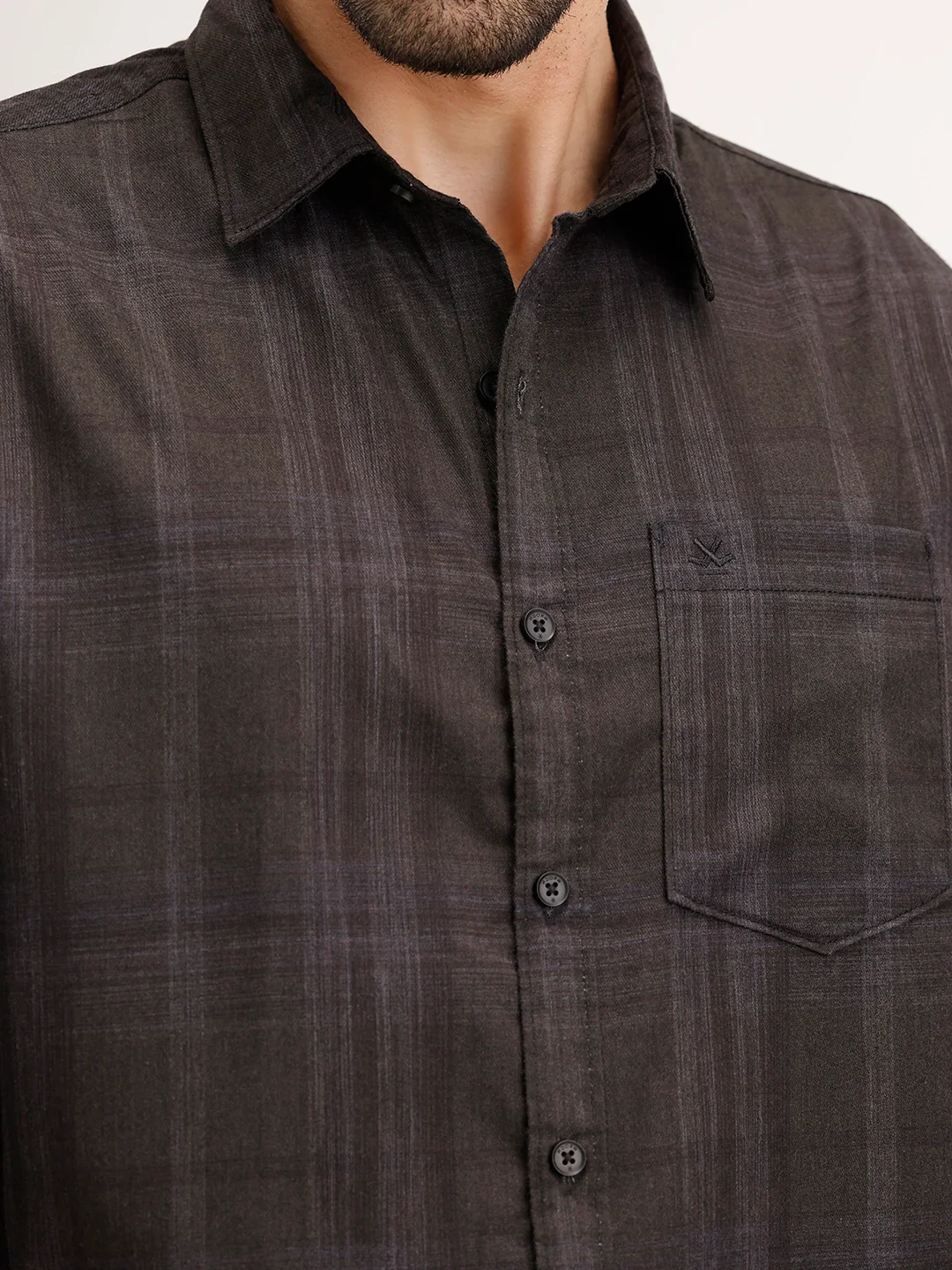 Comfort Fit Checekred Shirt | Black - Image 5