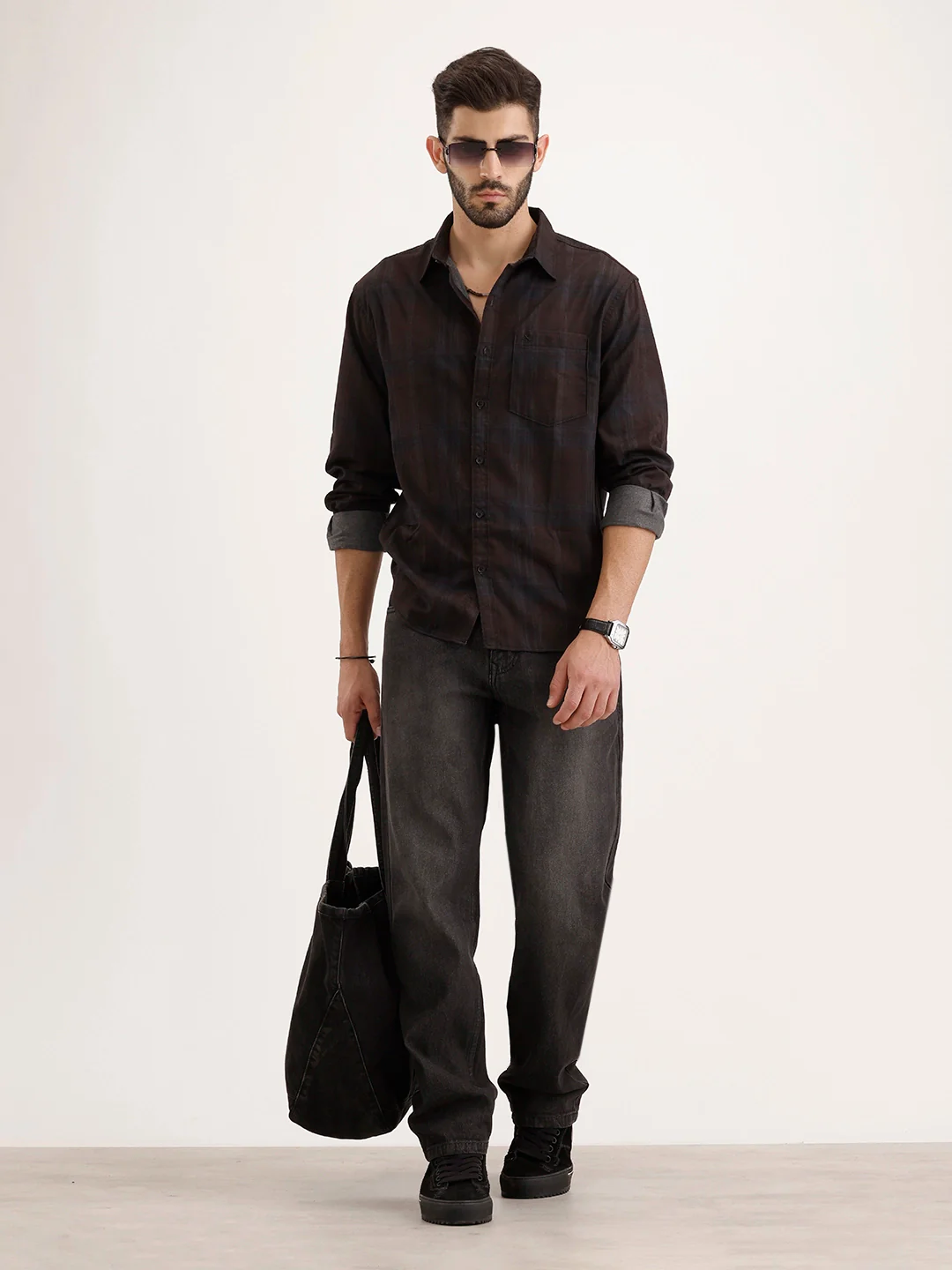 Comfort Fit Checkered Shirt | Black - Image 2