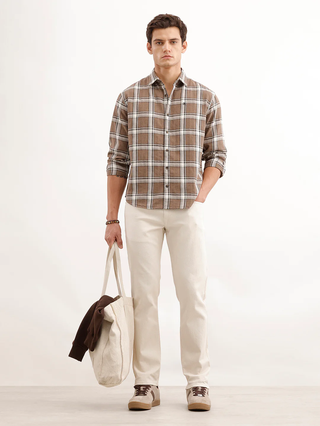 Comfort Fit Checkered Shirt  | Brown - Image 2