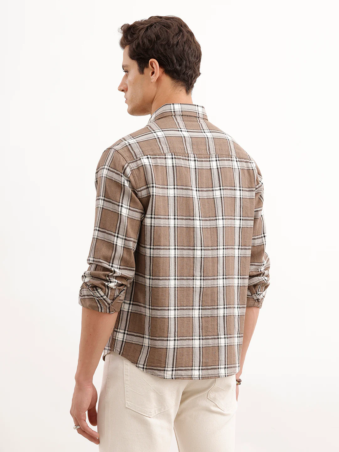 Comfort Fit Checkered Shirt  | Brown - Image 3