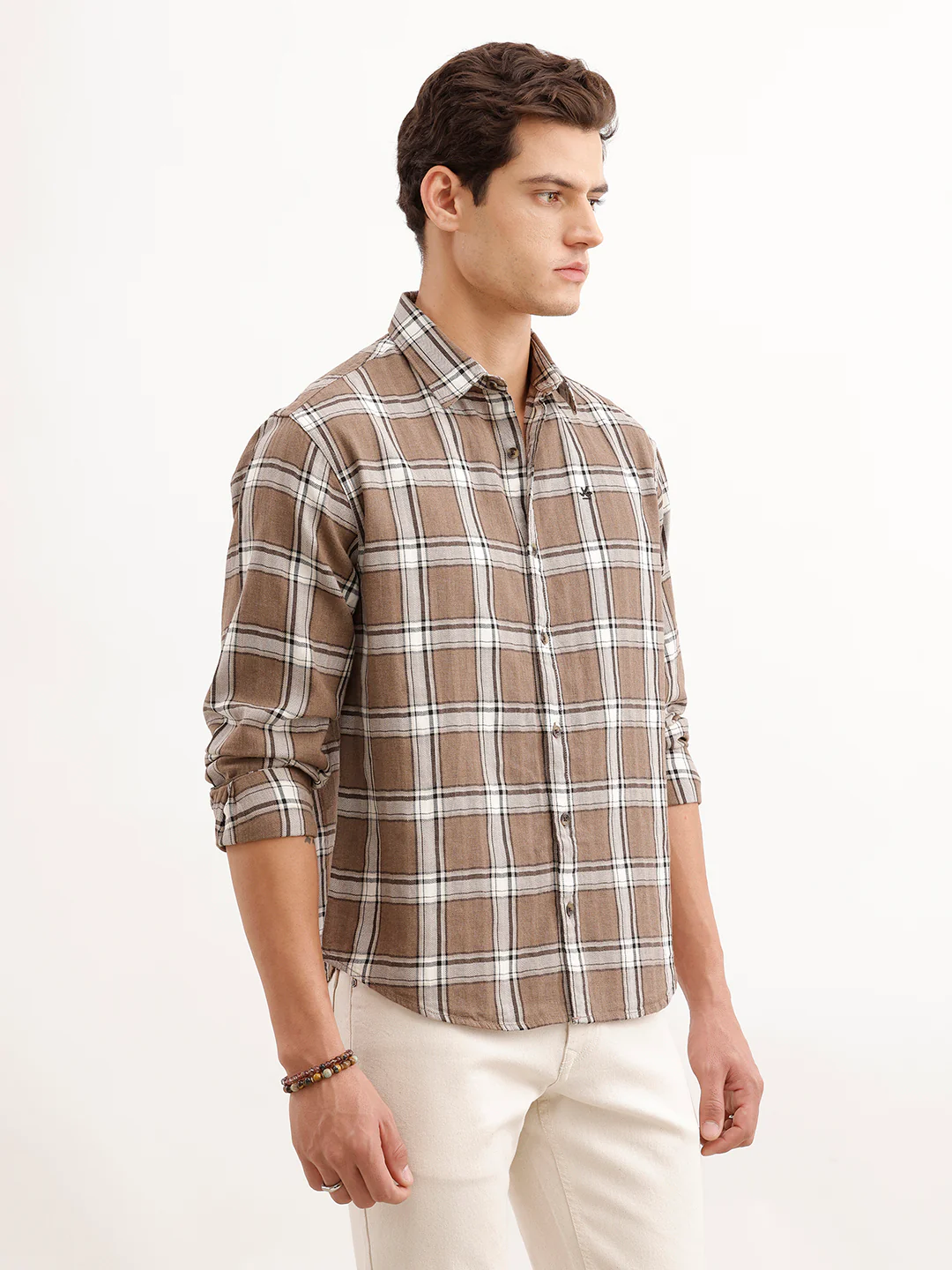 Comfort Fit Checkered Shirt  | Brown - Image 4