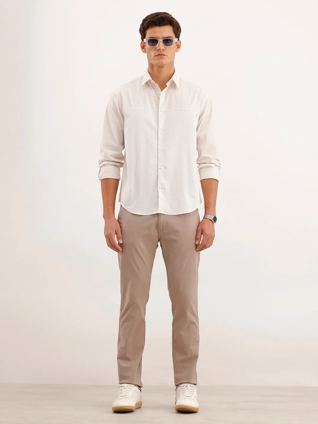 Comfort Fit Cut & Sew Checkered Shirt | Off White - Image 2