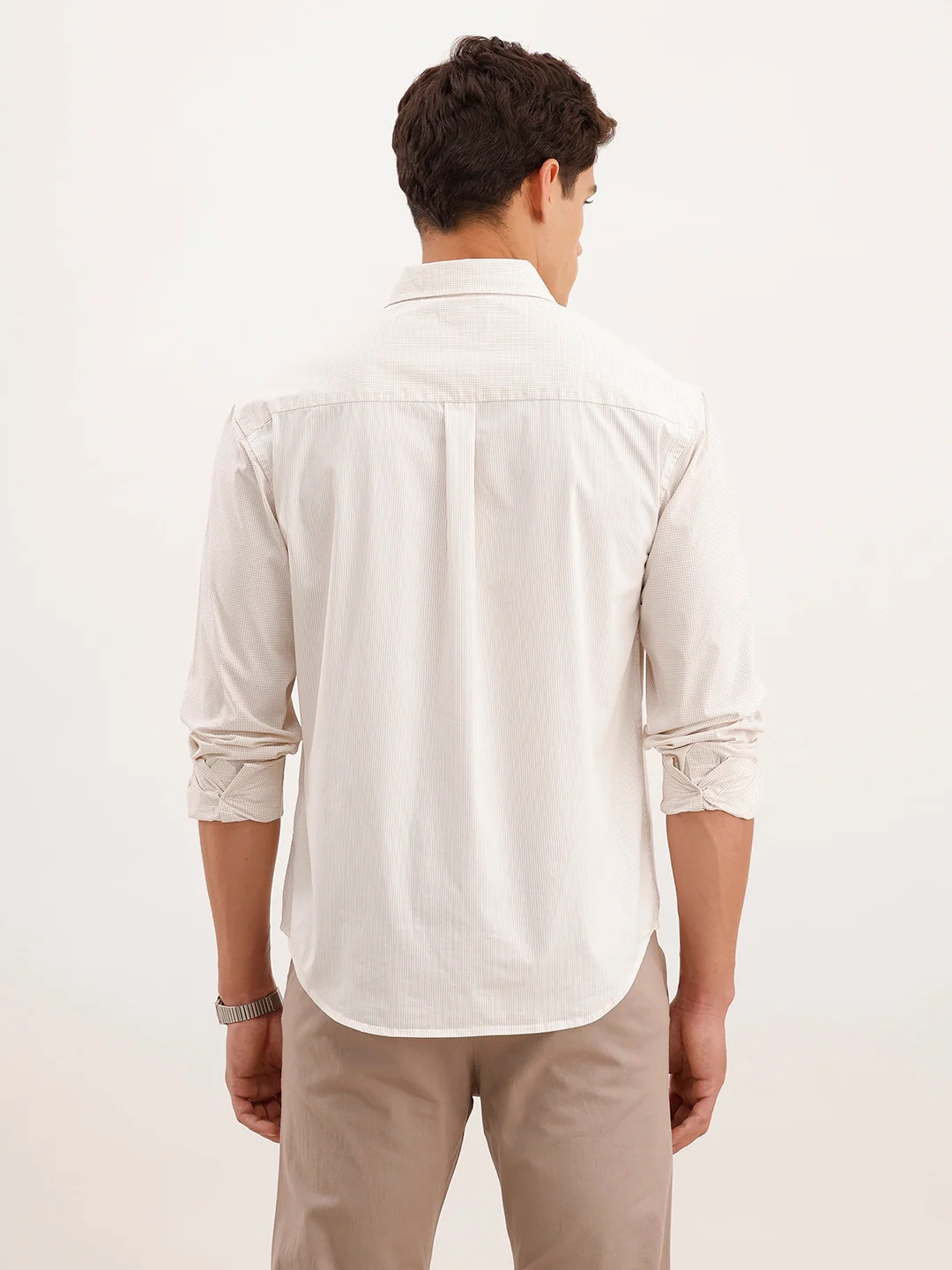 Comfort Fit Cut & Sew Checkered Shirt | Off White - Image 3