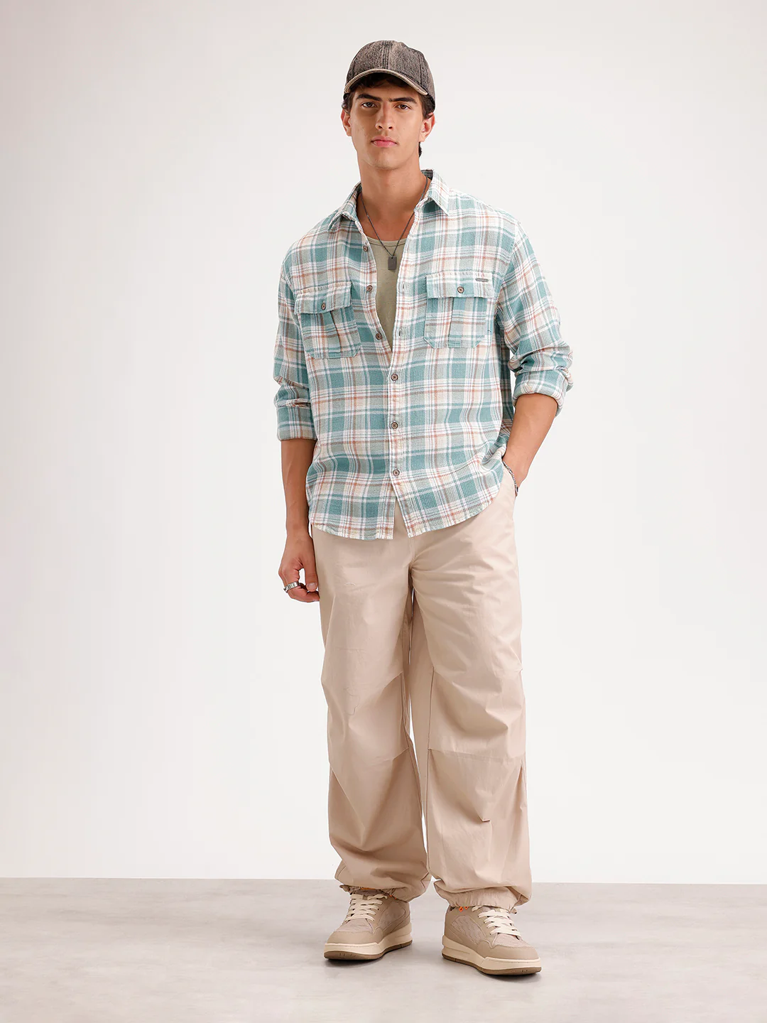 Comfort Fit Double Pocket Shirt  | Green - Image 2