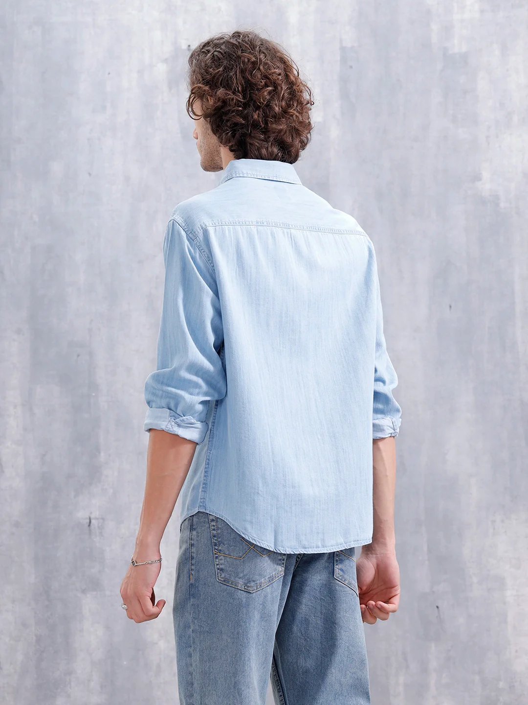 Comfort Fit Double Pocket Solid Shirt | Blue - Image 3