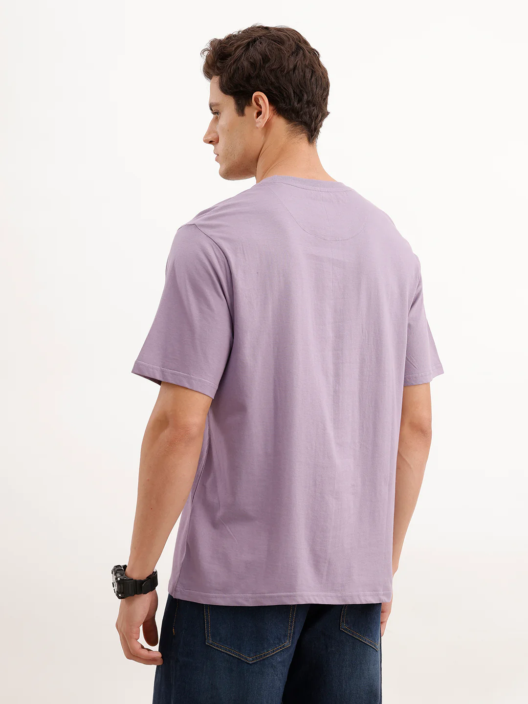 Comfort Fit Placement Printed T-Shirt  | Purple - Image 3