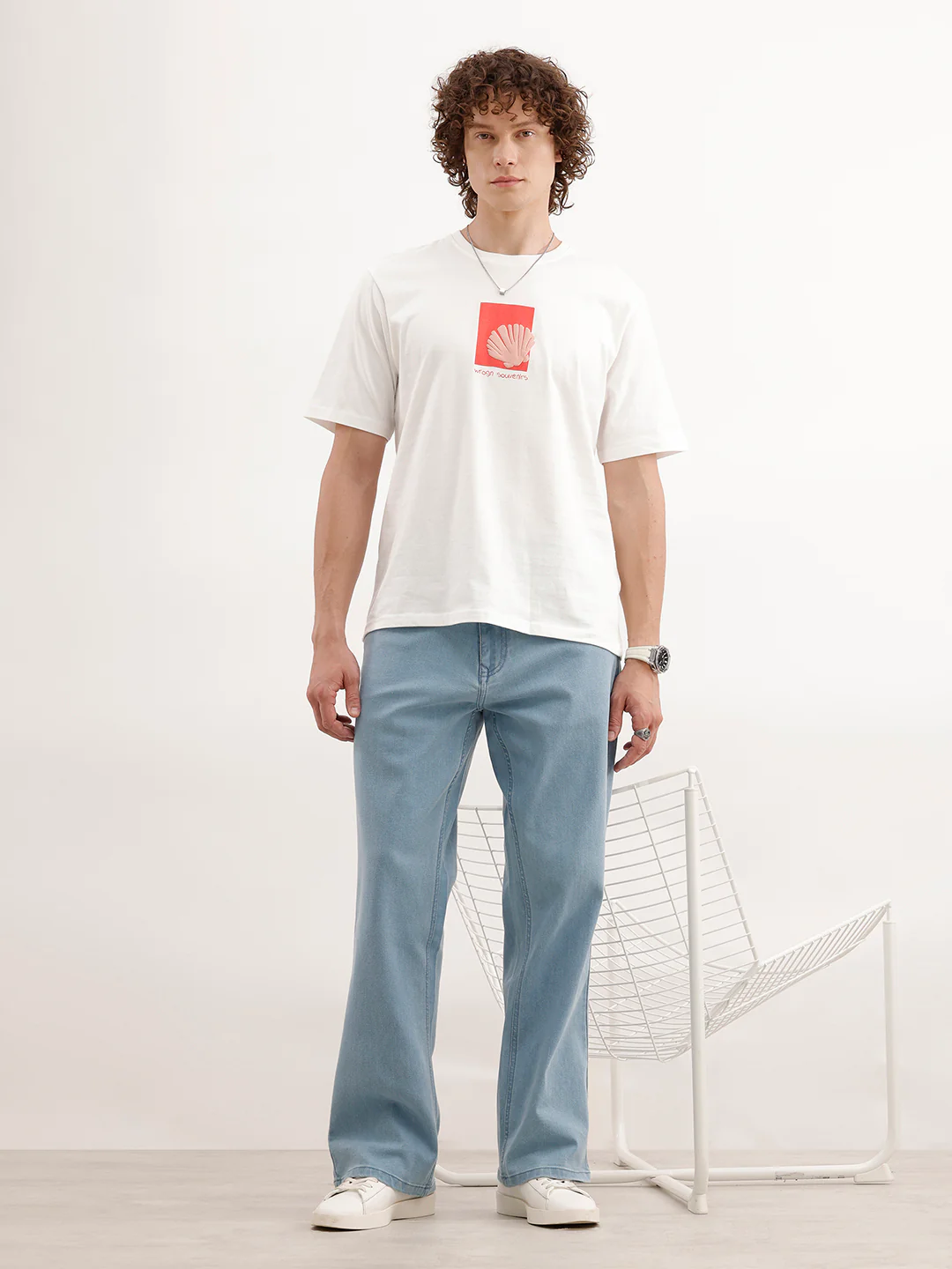 Comfort Fit Puffer Printed T-Shirt  | White - Image 2