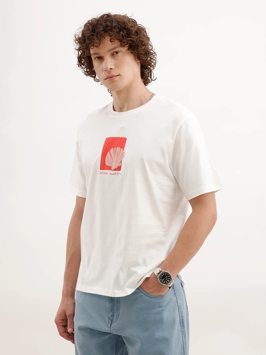 Comfort Fit Puffer Printed T-Shirt  | White - Image 4