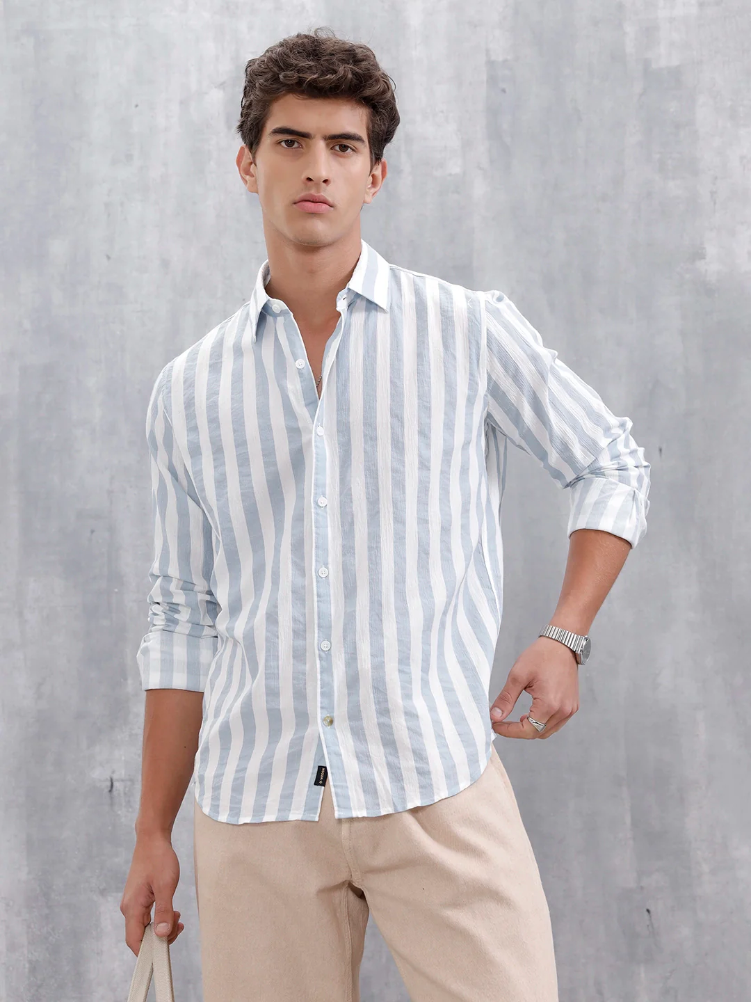Comfort Fit Striped Casual Shirt For Men | Blue - Image 3