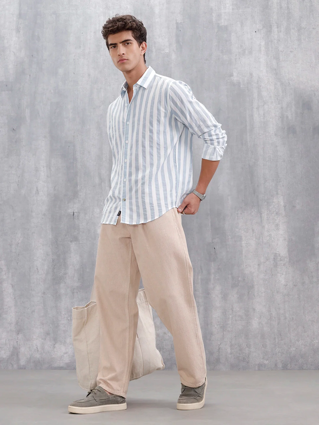 Comfort Fit Striped Casual Shirt For Men | Blue - Image 4